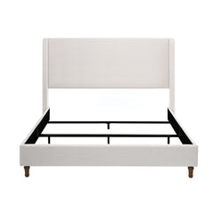 Hayden - King Size Upholstered Wingback Bed With And Tall 54" Headboard - Ivory