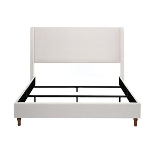 Hayden - King Size Upholstered Wingback Bed With And Tall 54" Headboard - Ivory