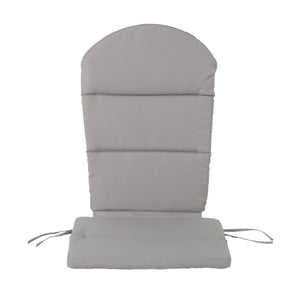 Outdoor Adirondack Chair Cushion With Water Resistant Fabric And Ties - Gray