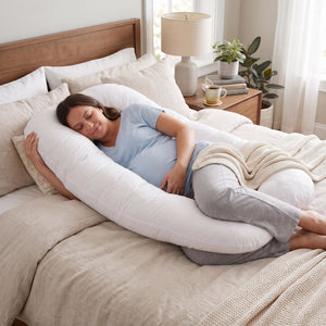 U - Shape Pregnancy Body Pillow For Side Sleeper Support - White