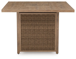Walton Bridge - Square Bar Table W/Fire Pit - Driftwood