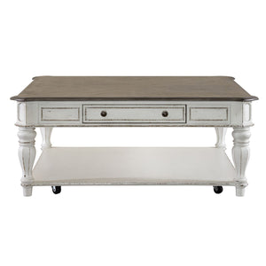 Magnolia Manor - Oversized Square Cocktail Table - Antique White