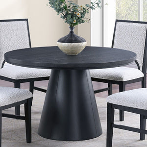 5 Piece Round Dining Set With Upholstered Chairs - Black / White