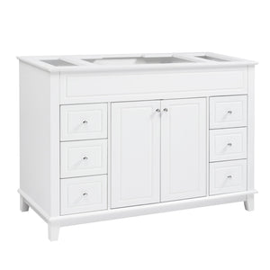 Bathroom Vanity Cabinet Only, 6 Soft Close Drawers & Double Doors - White