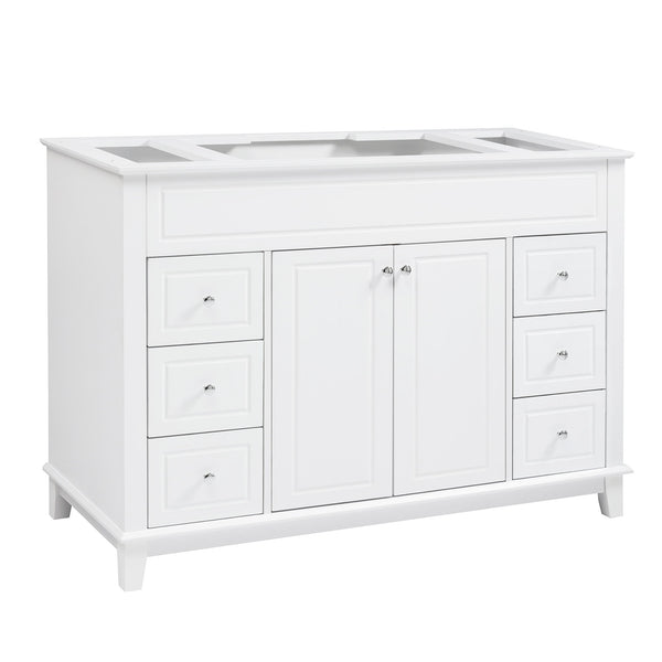 Bathroom Vanity Cabinet Only, 6 Soft Close Drawers & Double Doors - White