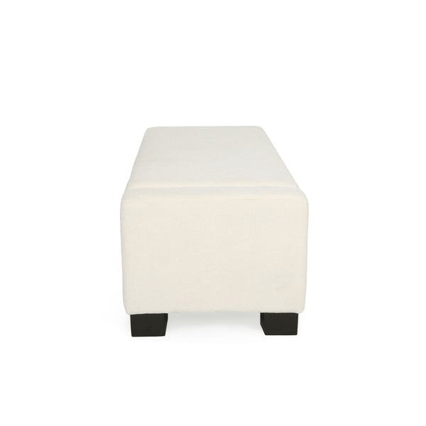 Textured Fabric Ottoman Bench With Hinged Lid