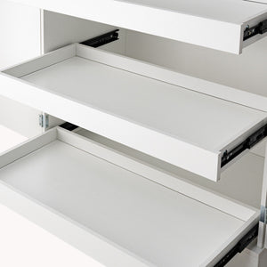 Fluted Kitchen Pantry Cabinet With 3 Keyboard Drawers & 6 Adjustable Door Shelves