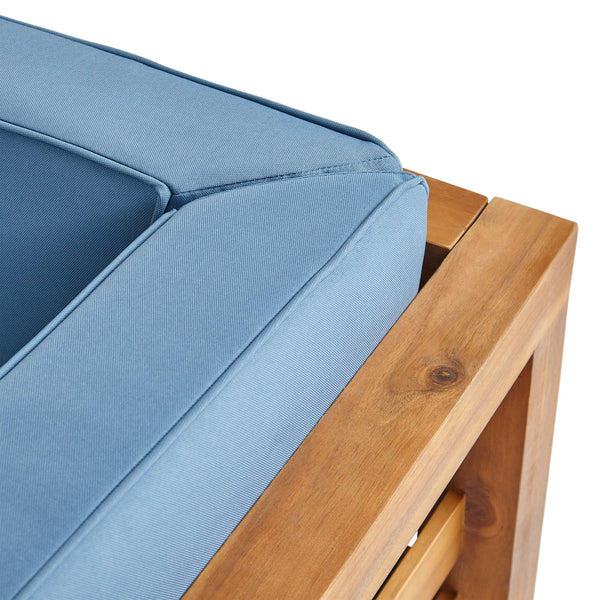 Outdoor Acacia Wood Patio Chair With Fabric Cushion