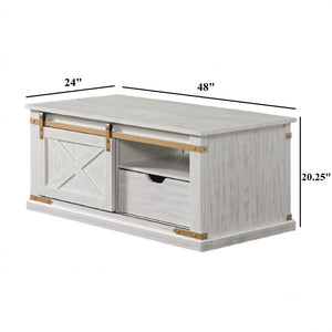 Coffee Table With Storage Drawer And Open Shelves - Antique White / Gold