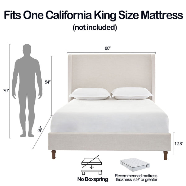 Harper - Tall Headboard Upholstered Bed / High Headboard / Elegant Simplicity / No Box Spring Needed