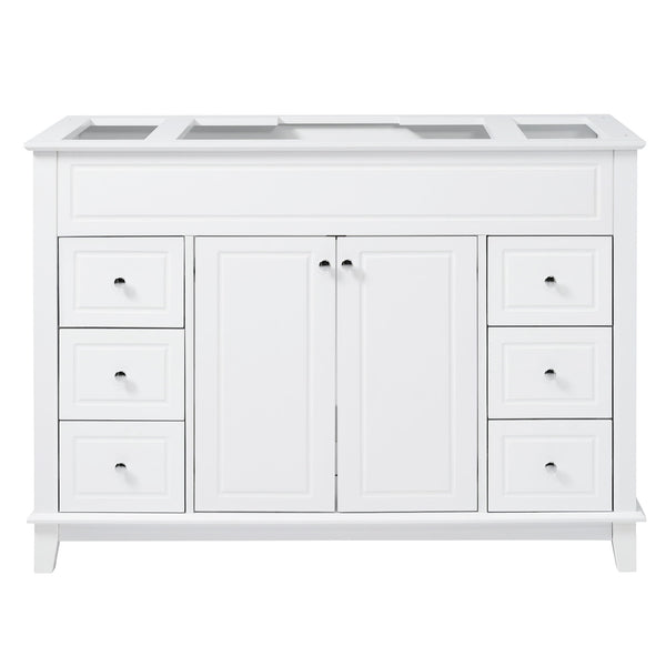 Bathroom Vanity Cabinet Only, 6 Soft Close Drawers & Double Doors - White