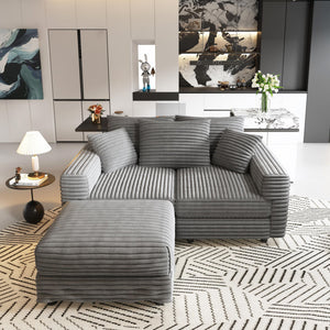 Convertible Deep Seat Sofa With Soft Pillows And Ottomans