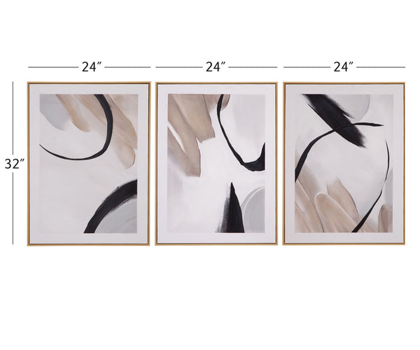Eartha Canvas Art (Set of 3) - Beige / Black