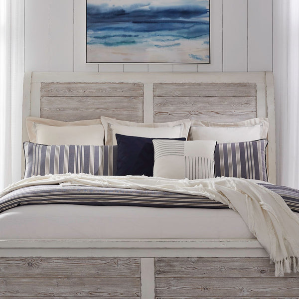 Backroads - King Sleigh Headboard - Weathered White