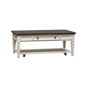 Allyson Park - 3 Piece Table Set - Wirebrushed White / Charcoal