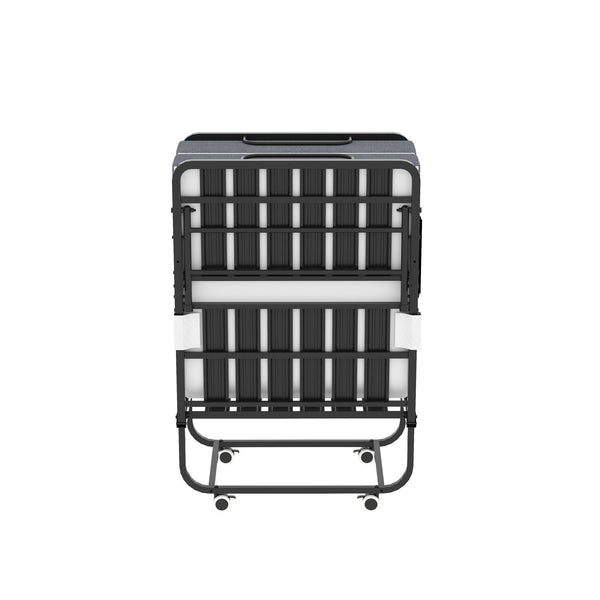 Twin Folding Bed With Memory Foam Mattress, Space Saving Rollaway Guest, On Wheels, Portable For Adults & Guests - Black