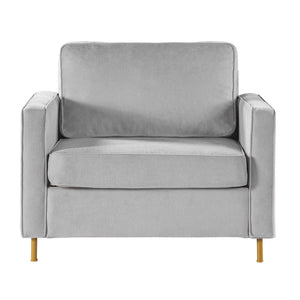 Accent Chair Upholstered Single Sofa With Square Arms, Sewn Pillow Back For Living Room