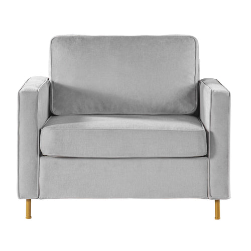 Accent Chair Upholstered Single Sofa With Square Arms, Sewn Pillow Back For Living Room