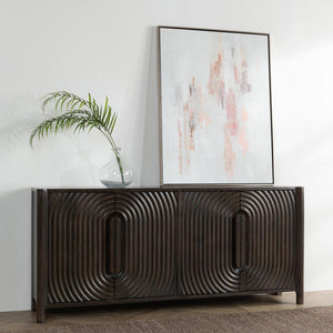 Colson - Mango Wood 4 Door Cabinet - Dark Brown