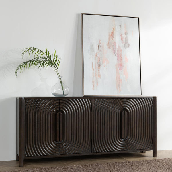 Colson - Mango Wood 4 Door Cabinet - Dark Brown
