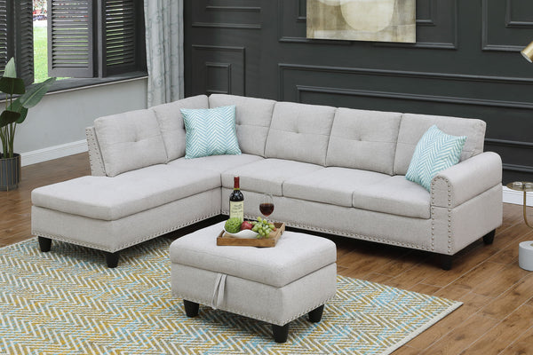 Alger - Left Hand Facing Sofa & Chaise With Ottoman