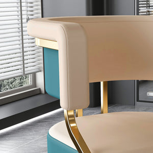 Dining Chairs Ergonomic Curved Backres (Set of 2) - Blue / Neutral