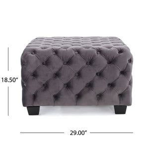 Modern Glam Ottoman With Upholstery And Button Tufted Design