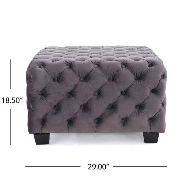 Modern Glam Ottoman With Upholstery And Button Tufted Design