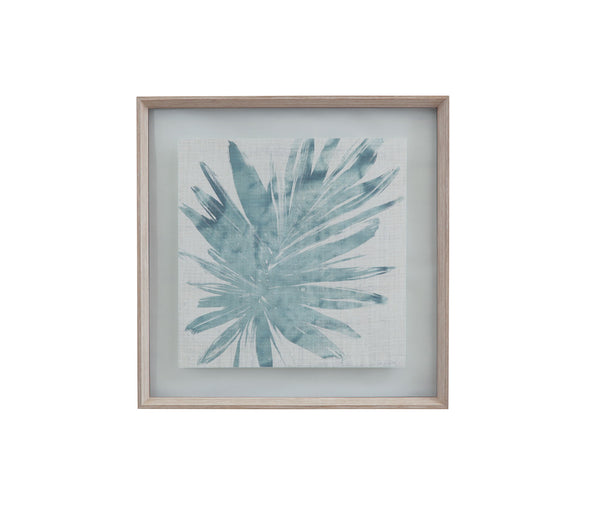Burlap Ocean Palm III Framed Print - Light Blue