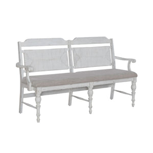 River Place - Panel Back Bench - Riverstone White & Tobacco