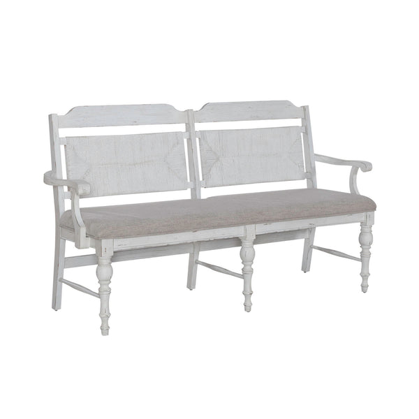 River Place - Panel Back Bench - Riverstone White & Tobacco