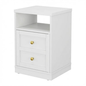Nightstand With Door & Shelf, 2 Drawer Side Table
