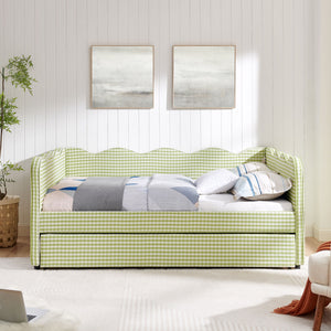 Gingham Daybed & USB Charging Port, Wave-Shaped Design