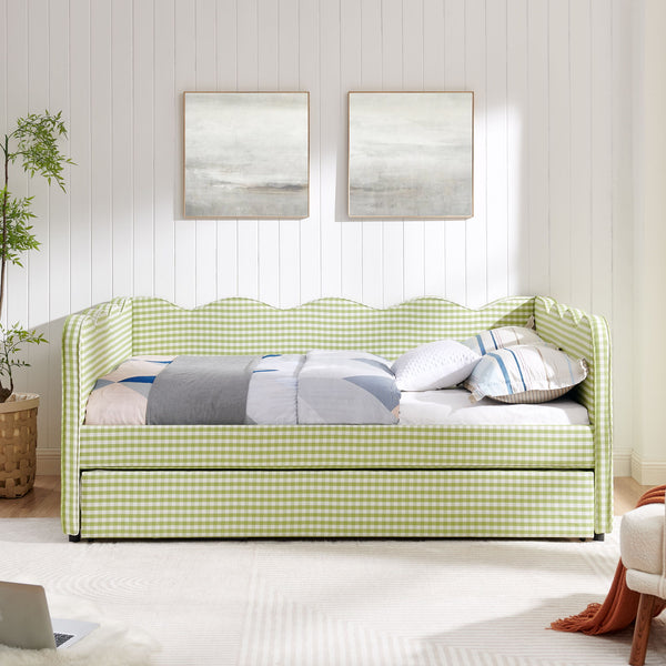 Gingham Daybed & USB Charging Port, Wave-Shaped Design