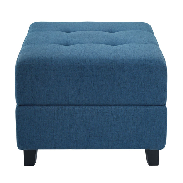 Ottoman, Compact Footrest For Living Room - Navy Blue