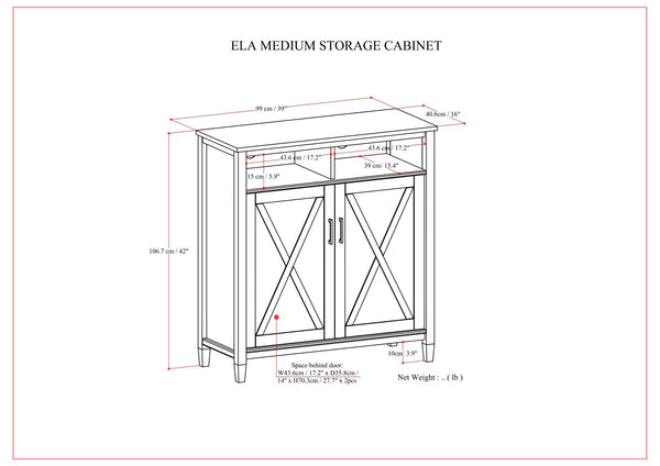 Ela - Medium Storage Cabinet - Smoky Brown