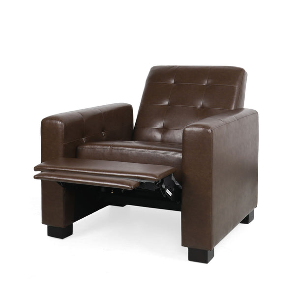 Langseth - Contemporary Tufted Pushback Recliner - Dark Brown