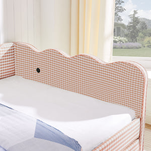 Gingham Daybed With USB Charging Port, Wave-Shaped Design