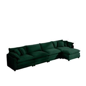 Modern Modular Cushion Sofa With Ottoman, Low Back, Deep Seating Sofa Set