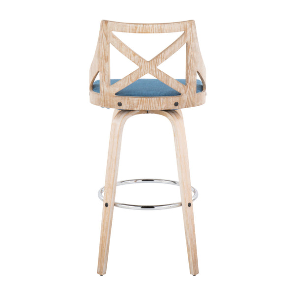 Charlotte - Farmhouse Fixed Height Bar Stool With Swivel And Round Footrest (Set of 2)