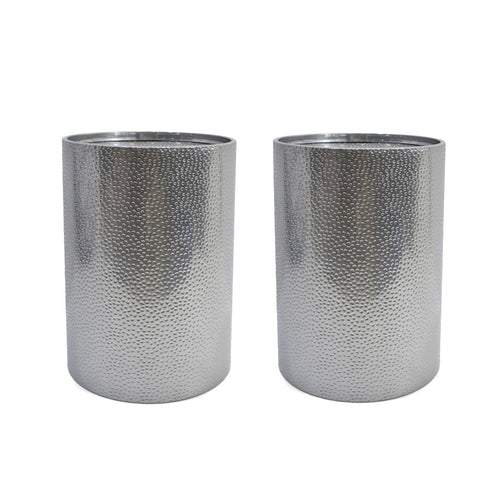 Modern Round Accent Table With Hammered Surface