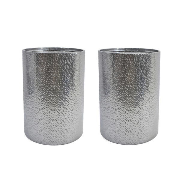 Modern Round Accent Table With Hammered Surface