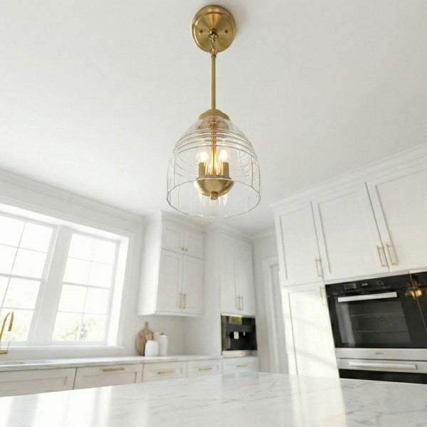 Ember - 3 Candle Lights Chain Pendant - Clear / Gold