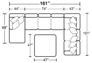 Glacier - Sectional With Cocktail Ottoman