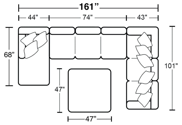 Glacier - Sectional With Cocktail Ottoman