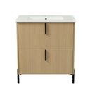 Bathroom Vanity With Ceramic Sink, Fluted Design