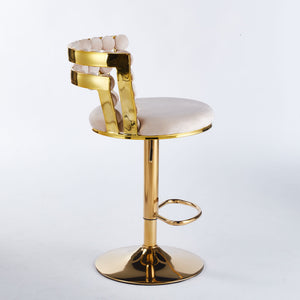 Modern Bar Chair With Iron Tube Legs, Soft Cushions And Comfortable Backrest (Set of 2)