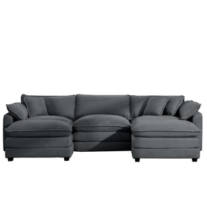 Modular Oversized Cushion Sofa With Ottoman, Low Back, Deep Seating Sofa Set