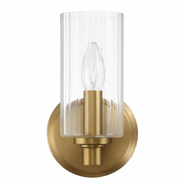 Jardin - Single Light Wall Sconce With Clear Ribbed Satin - Clear / Gold