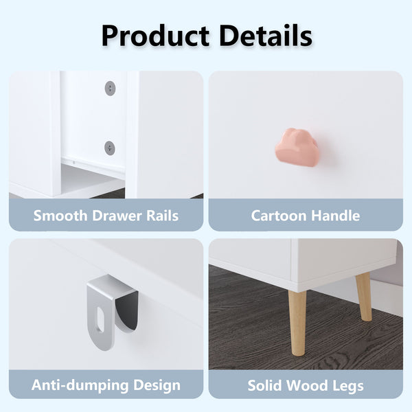 3 Drawer Dresser, Storage Cabinet With Anti Tip Safety